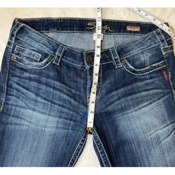 Silver Jeans Dark Wash Mid Rise Santorini Capri Jeans Size W 31 - Picture 10 of 10
